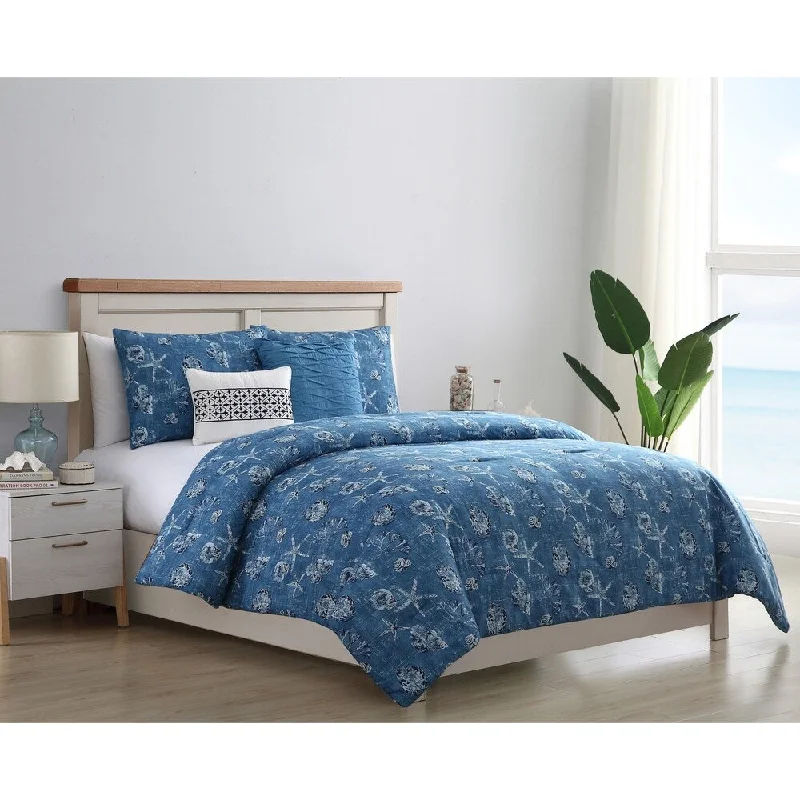 Duck down comforters with a softer feel and good warmth retentionVCNY Home Coastal Denim Beach Comforter Set