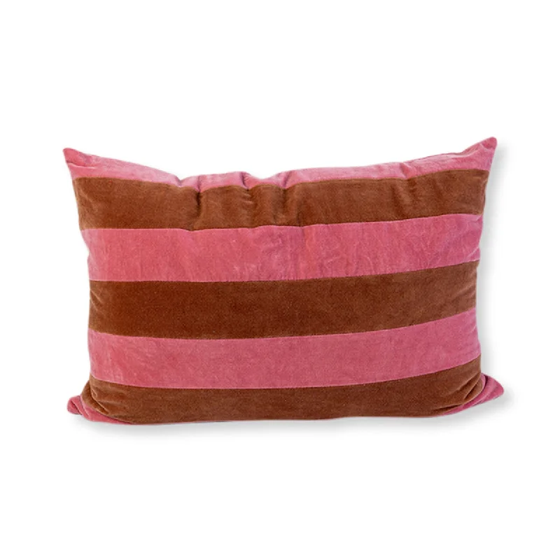 Pregnancy Pillows for Expectant MothersStriped Velvet Lumbar Pillow - Light Pink + Rust - Case Only