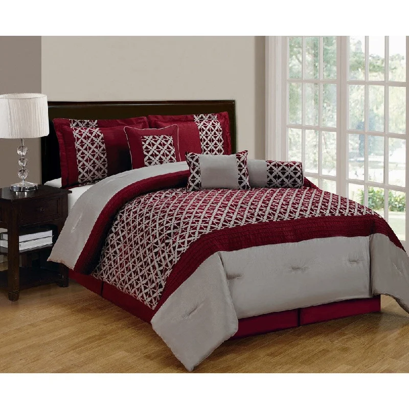 Silk - filled comforters for a luxurious and smooth touchBradley Burgundy/Taupe 7-piece Comforter Set