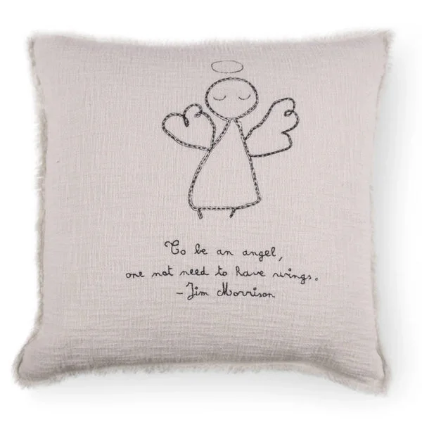 Round Pillows for Boho-Style Interiors***Pillow Collection- Embroidered To Be An Angel - Jim Morrison Pillow 24"x24"