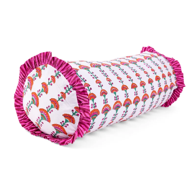Round Pillows for Boho-Style InteriorsRuffle Bolster Pillow - Eugenie