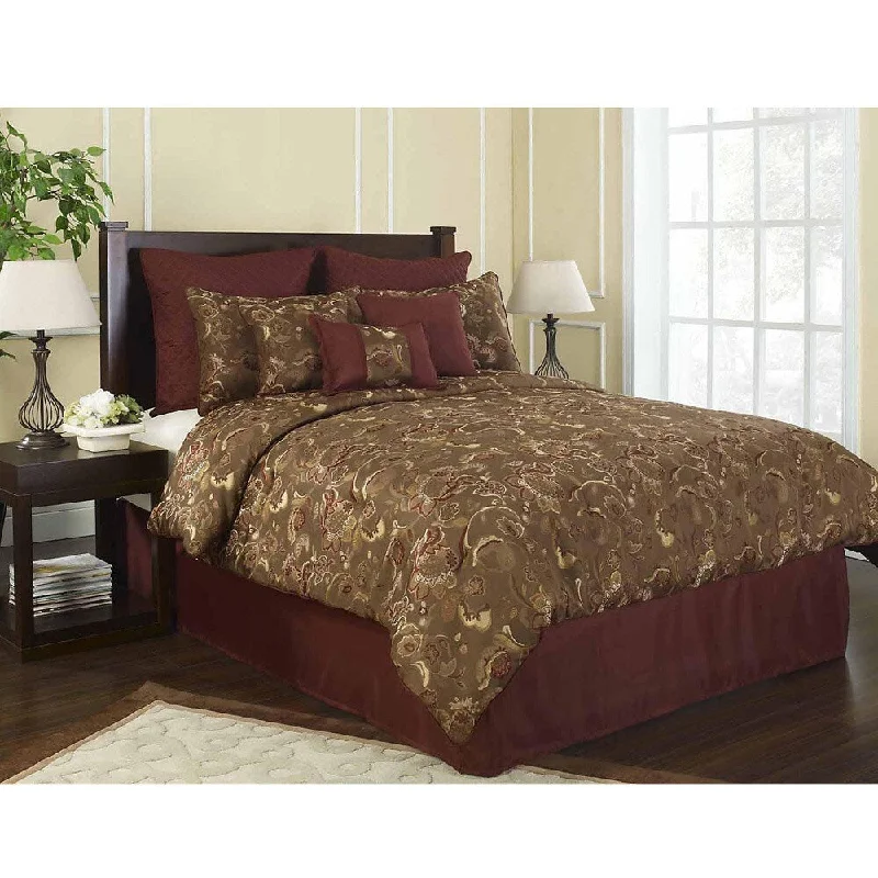 Silk - filled comforters for a luxurious and smooth touchGrove Park Queen-size 9-piece Comforter Set