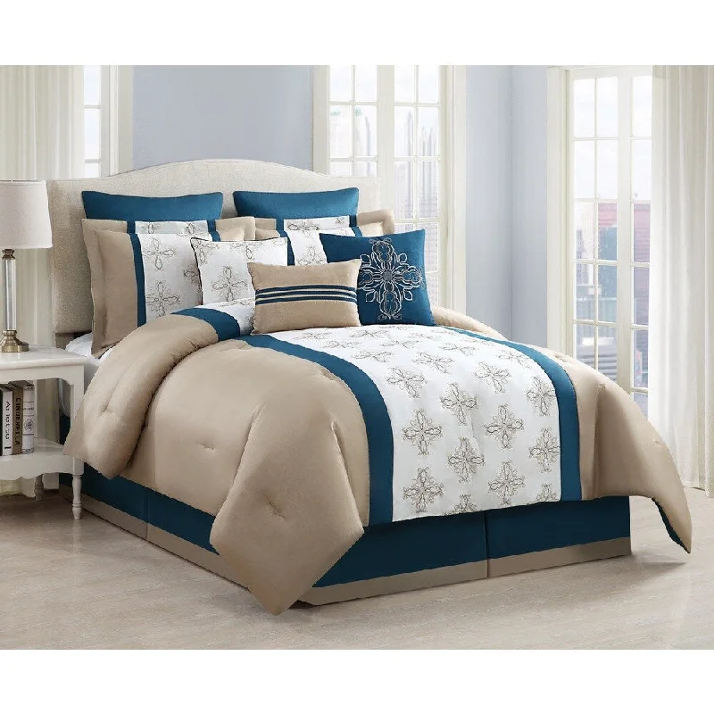 Latex - filled comforters with a bouncy texture and good supportSasha Embroidered 9-piece Comforter Set Latex - filled comforters with a bouncy texture and good supportSasha Embroidered 9-piece Comforter Set