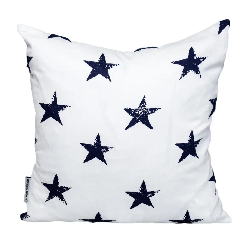 Velvet Pillows for a Touch of Elegance16" White and Blue Star Cotton Throw Pillow