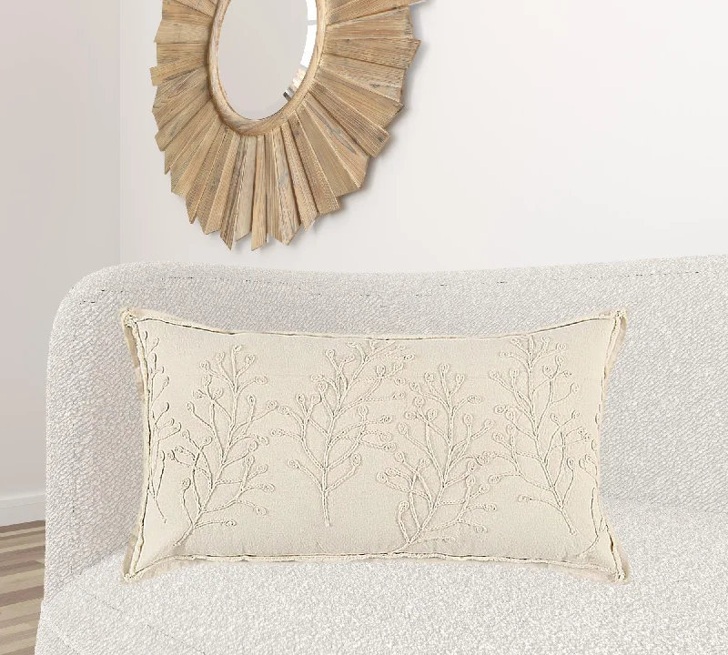 Memory Foam Pillows for Neck SupportBeige Botanical Pattern Embroidered Lumbar Pillow Memory Foam Pillows for Neck SupportBeige Botanical Pattern Embroidered Lumbar Pillow