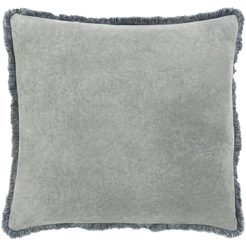 Square Pillows for Modern Home DecorWashed Cotton Velvet Pillow in Medium Gray