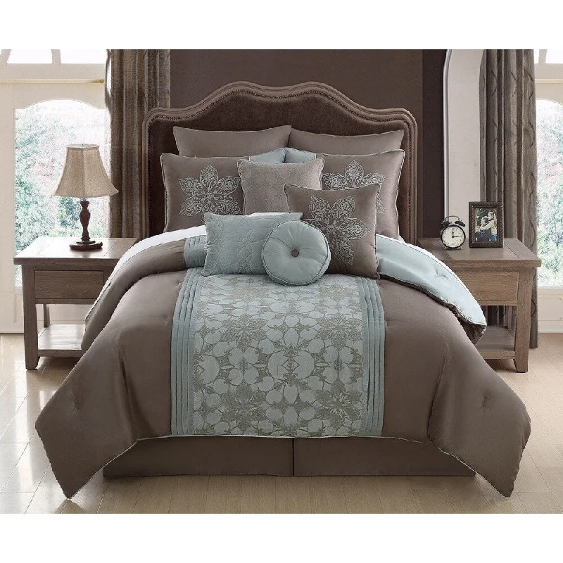 Full - size comforters suitable for full - sized beds in guest rooms or small bedroomsAmethyst 10-piece Flocking Comforter Set