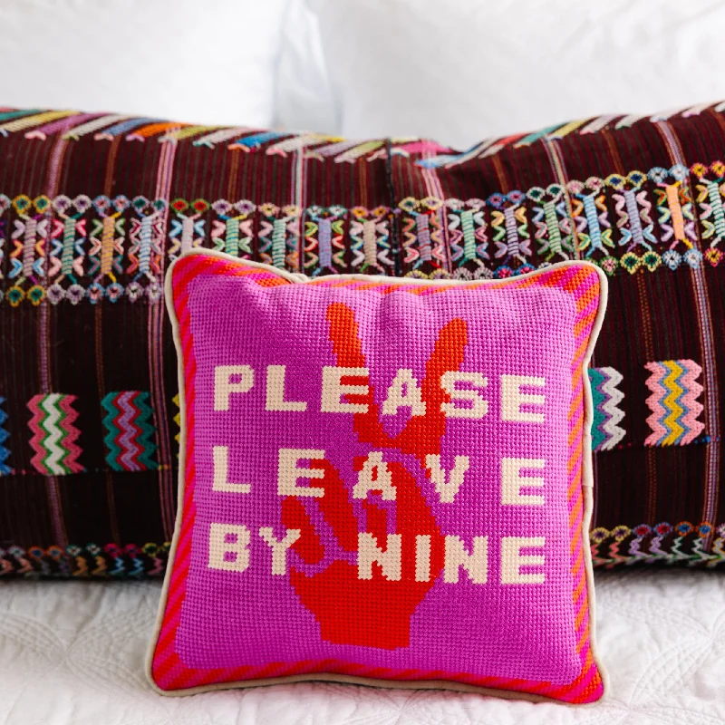 Square Pillows for Modern Home DecorLeave by Nine Needlepoint Pillow
