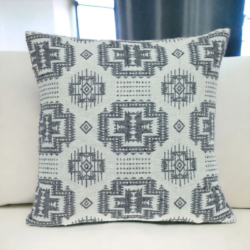 Soft and Fluffy Pillows for Bedroom ComfortGray Aztec Design Throw Pillow