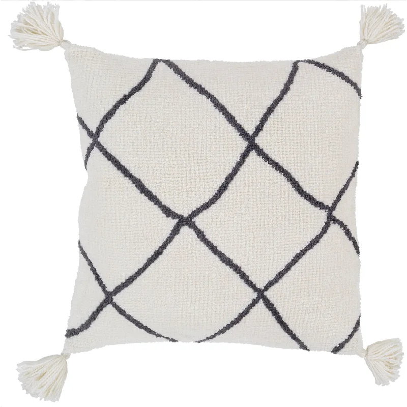 Bolster Pillows for Sofa DecorationBraith Knitted Square Pillow Cream, Charcoal