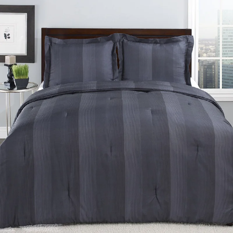 Bamboo - fiber - filled comforters with antibacterial and breathable qualitiesPerry Ellis Adrien Stripe Slate 3-piece Comforter Set