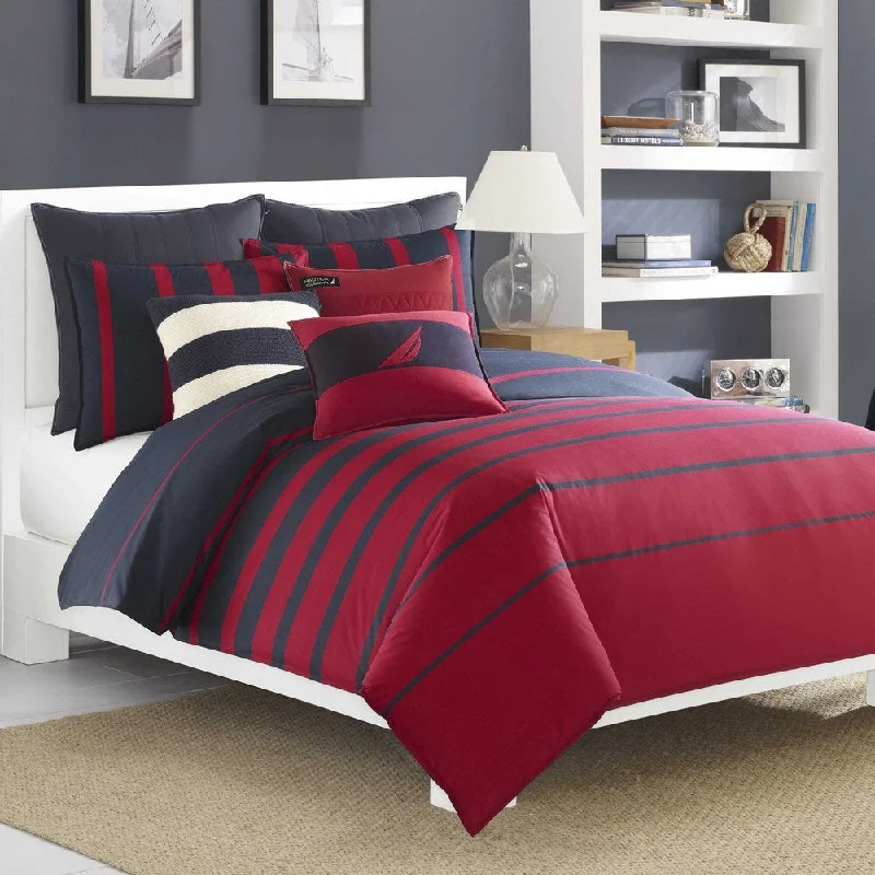 Cotton - filled comforters for a breathable and natural sleep experienceNautica Dillon Red and Navy Comforter Set
