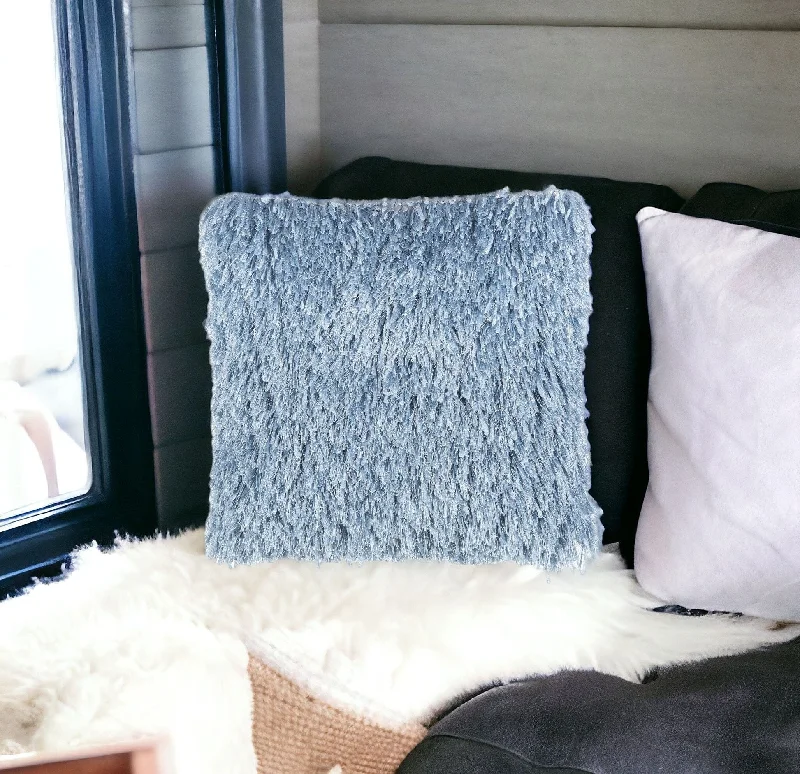 Kids Pillows with Fun DesignsSquare Ocean Blue Shag Throw Pillow