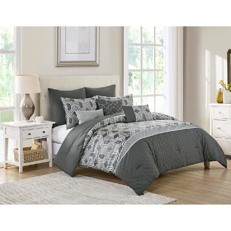 Synthetic - filled comforters like polyester for affordability and hypoallergenic propertiesVCNY Home Eli Jacquard Geometric Comforter Set