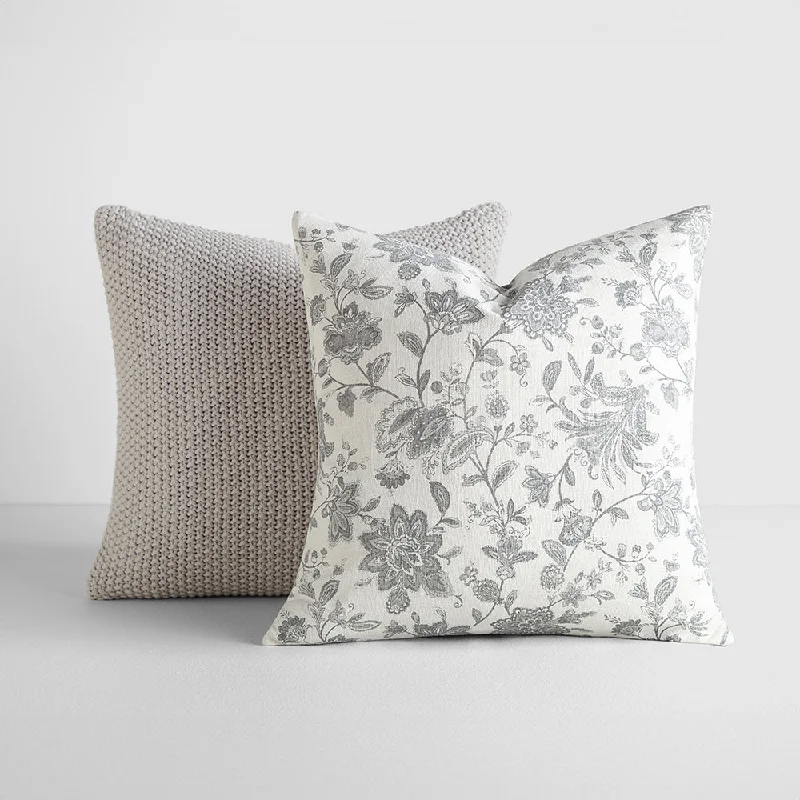 Adjustable Pillows for Customized Comfort2-Pack Seed Stitch Knit With Jacobean Décor Throw Pillows