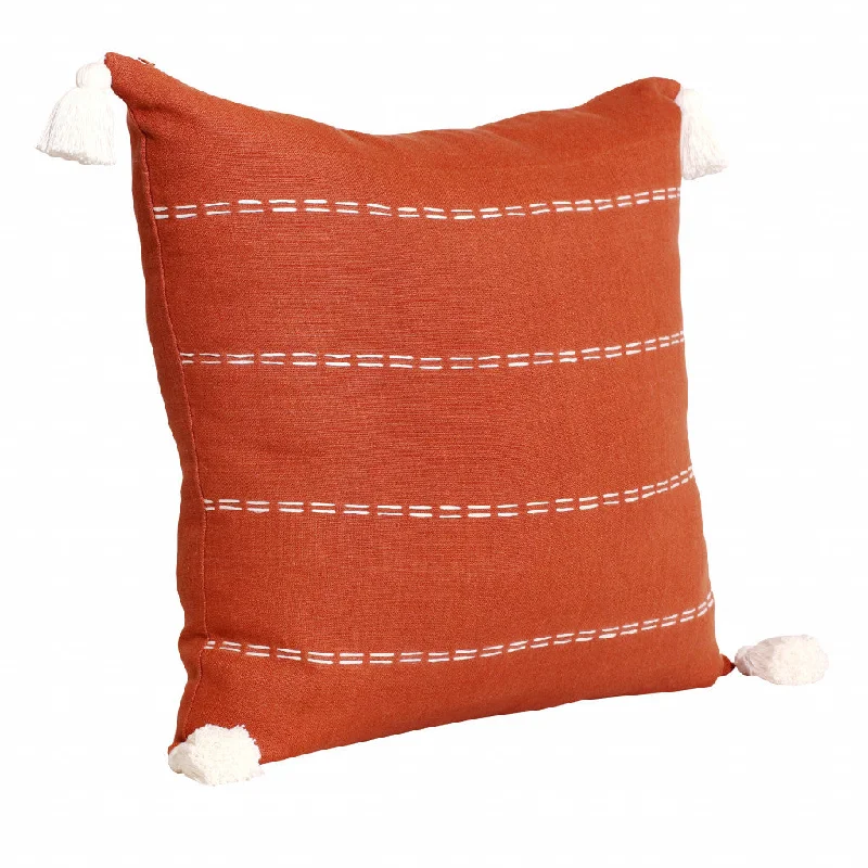 Down Alternative Pillows for Ethical Choices20" X 20" Rust Linen Striped Zippered Pillow Down Alternative Pillows for Ethical Choices20" X 20" Rust Linen Striped Zippered Pillow