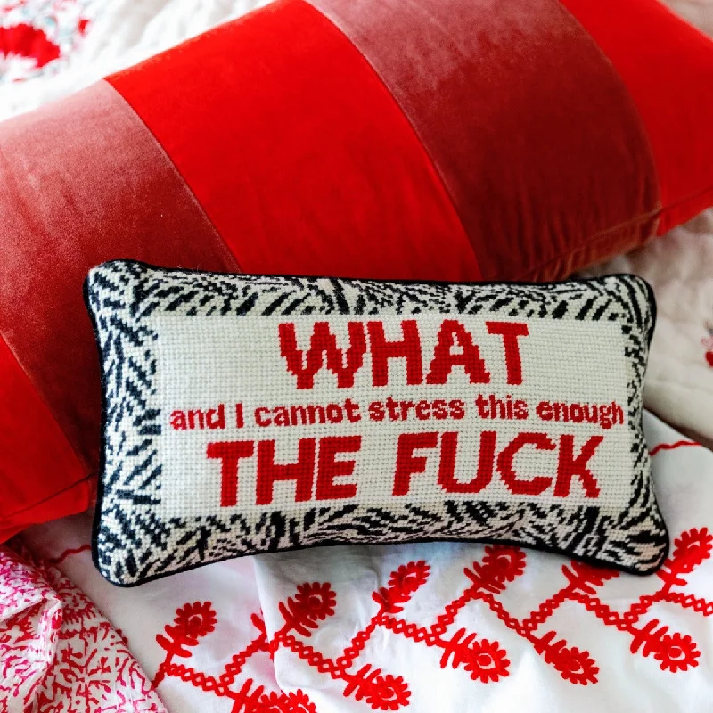 Kids Pillows with Fun DesignsWTF Needlepoint Pillow