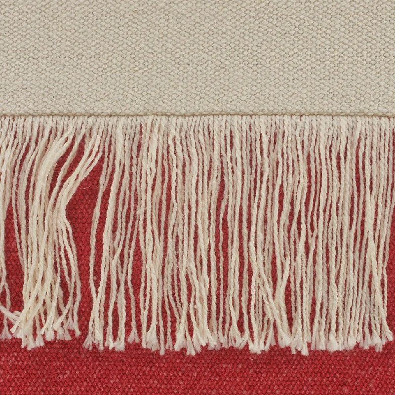 Velvet Pillows for a Touch of Elegance20" x 20" Red and Off White 100% Cotton Pillow With Tassels