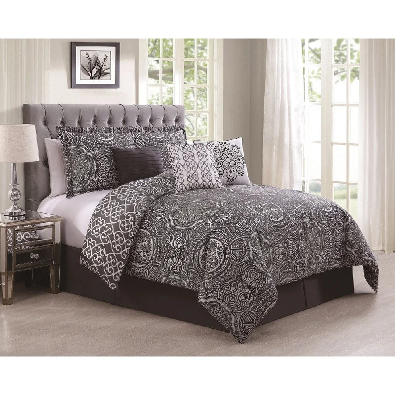 Cotton - filled comforters for a breathable and natural sleep experienceMinka Grey/ Purple 7-piece Reversible Comforter Set