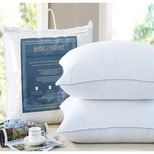 Down Alternative Pillows for Ethical Choices2 PACK Pillow | 100% Egyptian Cotton Cover | Microfiber Gel Filling