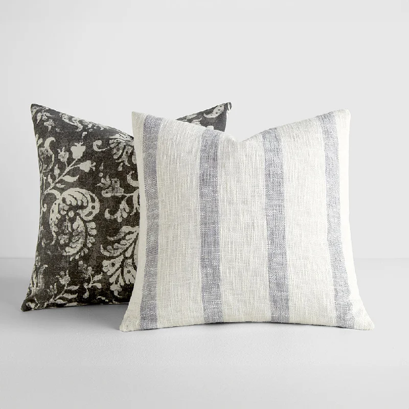 Firm Pillows for Side Sleepers2-Pack Yarn-Dyed Awning Stripe / Distressed Floral Décor Throw Pillows