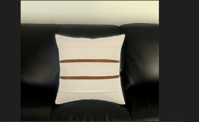Cotton Pillows for Natural Comfort20" X 20" Ivory and Brown Striped Cotton Blend Zippered Pillow
