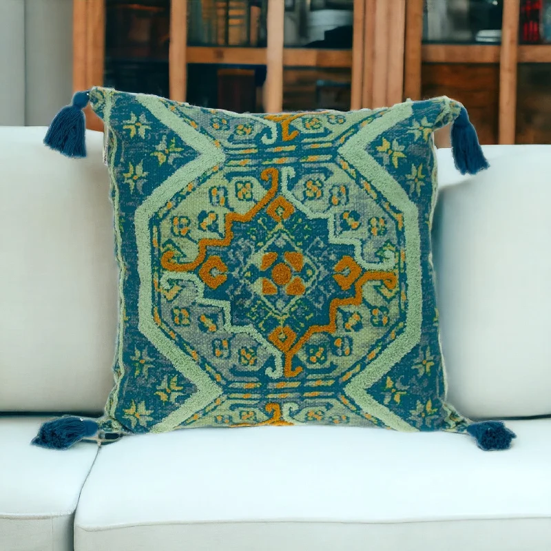 Round Pillows for Boho-Style Interiors20" MULTICOLOR Cotton Blend Throw Pillow