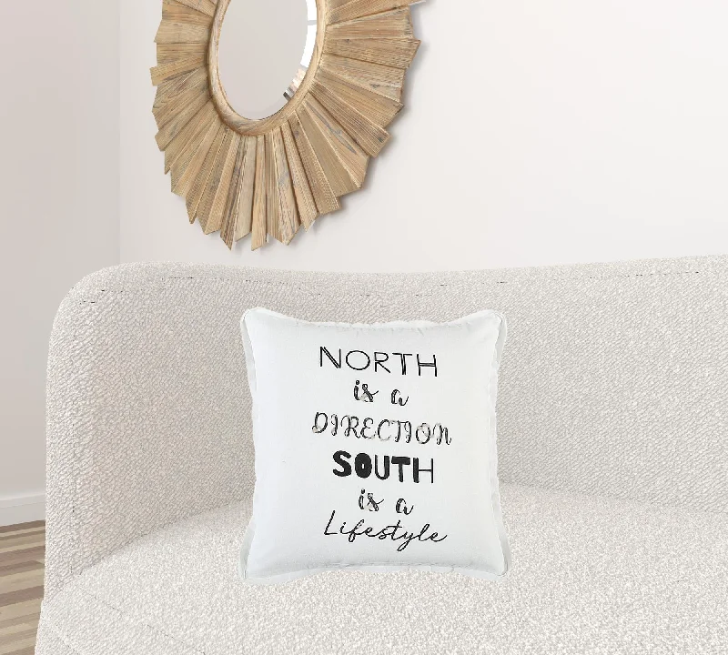 Travel Pillows for Long JourneysBlack and White North South Font Play Throw Pillow