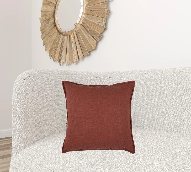 Firm Pillows for Side SleepersRust Brown Solid Color Flange Edge Throw Pillow