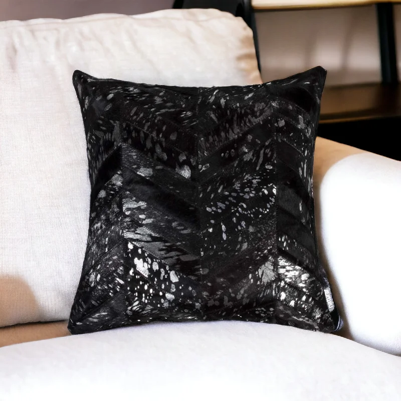 Firm Pillows for Side Sleepers18" Black and Silver Cowhide Throw Pillow