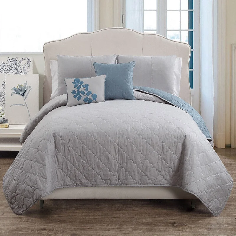 Queen - size comforters for standard queen - sized mattressesVCNY Asher Reversible 5-piece Quilt Set