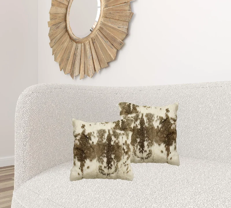 Silk Pillows for Smooth Skin and Hair18" X 18" Brown and White Rabbit Animal Print Natural Fur Zippered Pillow