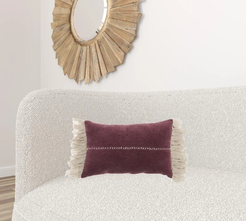 Pregnancy Pillows for Expectant MothersWide Tasseled Marble Maroon Lumbar Pillow
