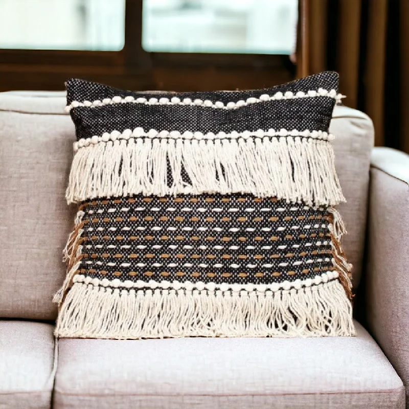 Kids Pillows with Fun DesignsBlack And Ivory Textured Throw Pillow