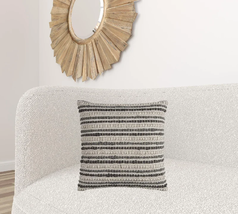Velvet Pillows for a Touch of Elegance20" Gray Beige Nubby Texture Bands Throw Pillow