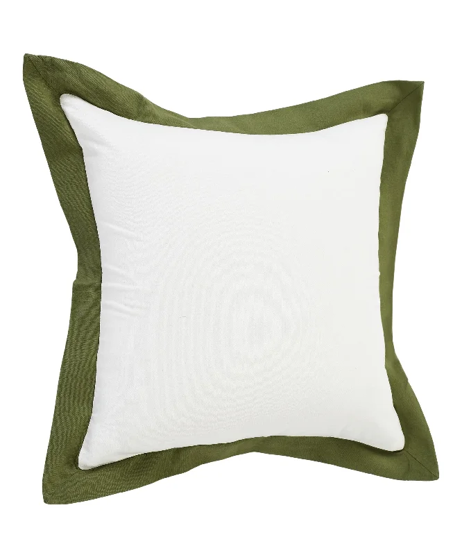Travel Pillows for Long Journeys20" X 20" White And Moss Green 100% Cotton Geometric Zippered Pillow