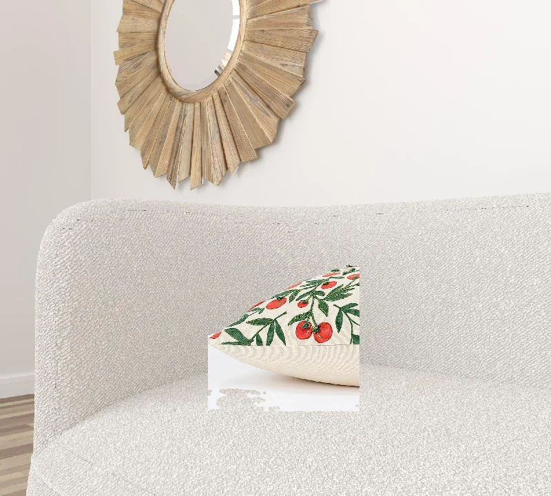 Travel Pillows for Long JourneysRed Green Cherry Tree Printed Lumbar Pillow