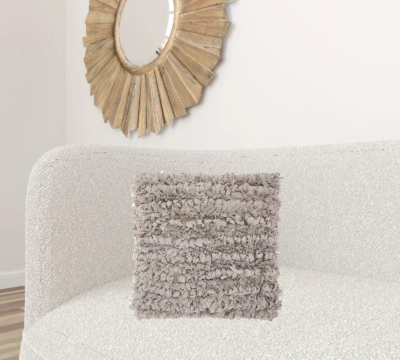 Velvet Pillows for a Touch of EleganceLoose Luscious Shag Taupe Throw Pillow
