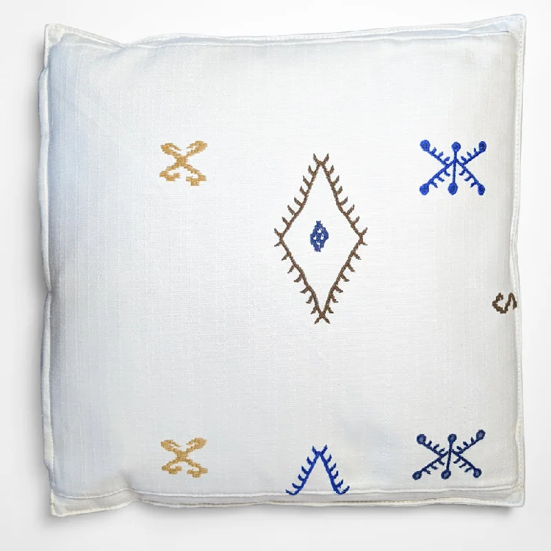 Bolster Pillows for Sofa DecorationWhite with Color Handstitch Pillow I
