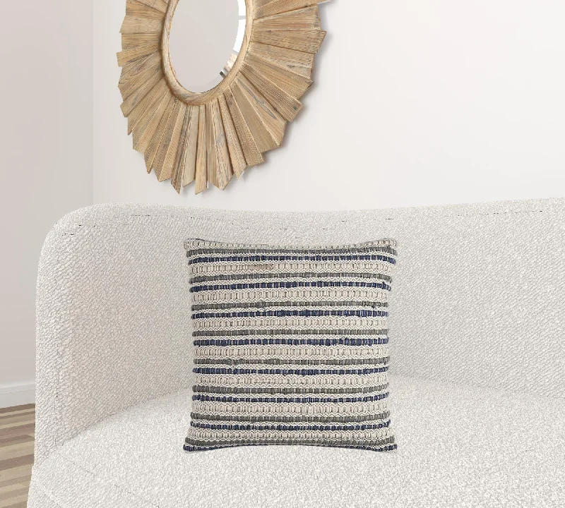 Firm Pillows for Side SleepersBlue Beige Nubby Texture Bands Throw Pillow