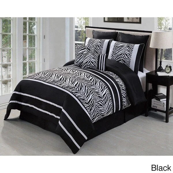 Wool - filled comforters with natural moisture - wicking and temperature - regulating featuresVCNY Laken Zebra 8-piece Flock Comforter Set
