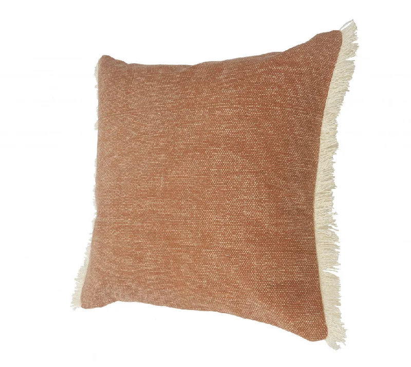 Round Pillows for Boho-Style Interiors20" X 20" Orange And Tan 100% Cotton Zippered Pillow