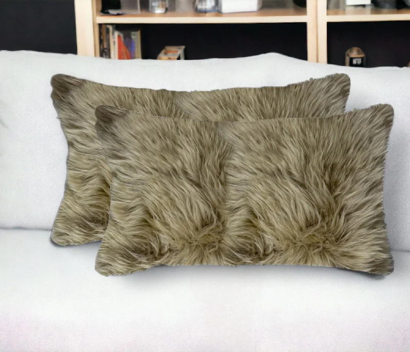 Pregnancy Pillows for Expectant MothersSet of Two 12" X 20" Taupe Cowhide Throw Pillow