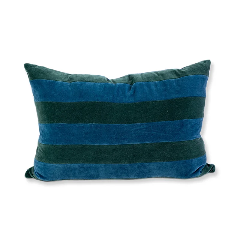 Back Support Pillows for Office ChairsStriped Velvet Lumbar Pillow - Green + Peacock - Case Only