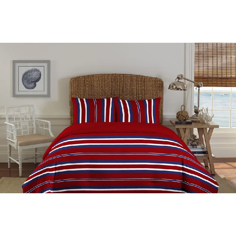 Latex - filled comforters with a bouncy texture and good supportNautica Bairstone Red 3-piece Cotton Comforter Set