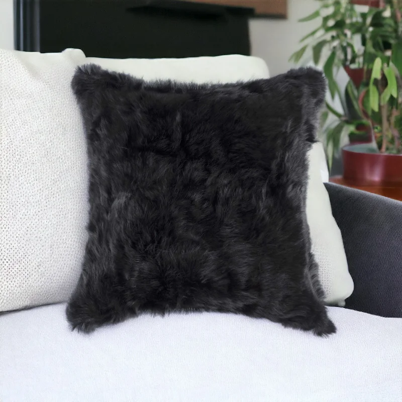 Soft and Fluffy Pillows for Bedroom Comfort18" Black Wool Throw Pillow