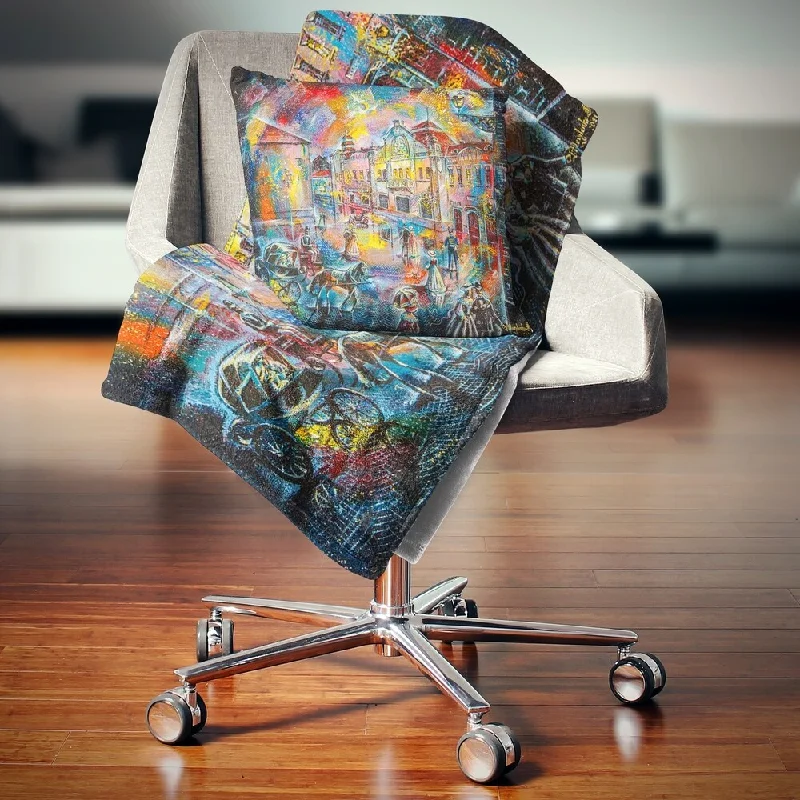 King - size blankets to cover large beds comfortablyDesignart 'Night City with People' Cityscape Throw Blanket King - size blankets to cover large beds comfortablyDesignart 'Night City with People' Cityscape Throw Blanket
