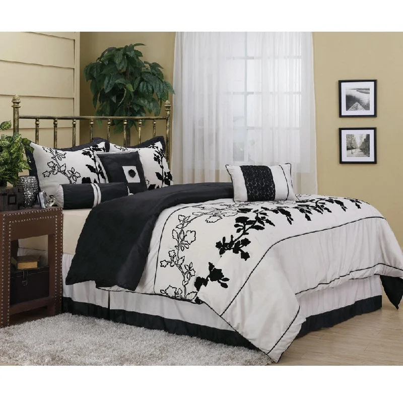 Synthetic - filled comforters like polyester for affordability and hypoallergenic propertiesRene Embroidered Luxury 7-piece Comforter Set