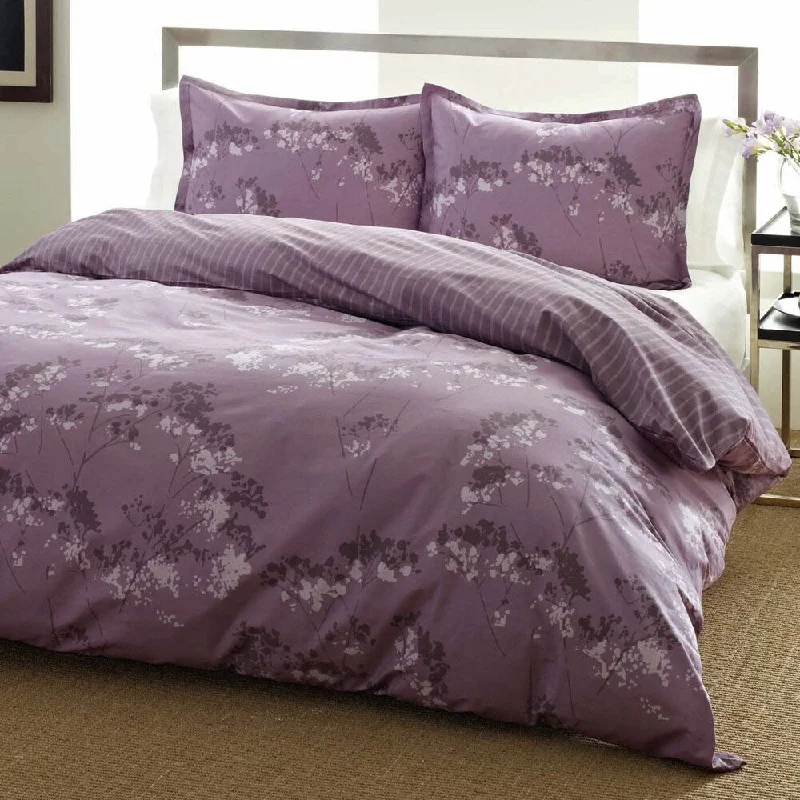 Bamboo - fiber - filled comforters with antibacterial and breathable qualitiesCity Scene Blossom Purple Floral Reversible 3-piece Comforter Set