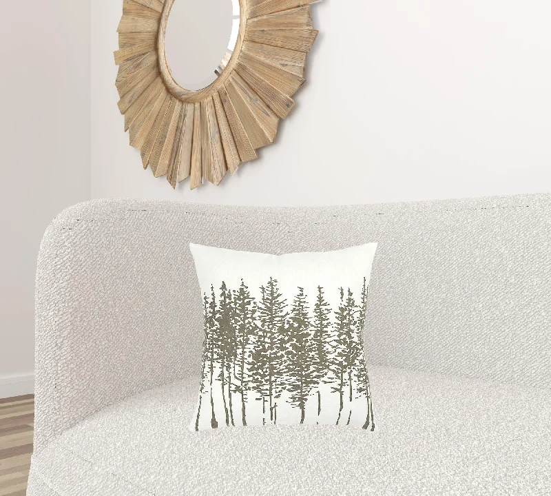 Plush Pillows for a Cozy BedGray Ivory Grove of Trees Down Throw Pillow